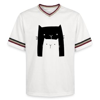 Katzen Katze Familie Geschenk Mama Kind - Unisex Football Style Mesh T-Shirt - Offwhite/Bordeaux - Vorne - AI Model Male 178 light (178cm) & AI Model Male 178 dark (178cm)