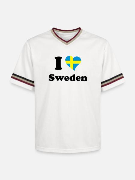 I love Sweden - Unisex Football Style Mesh T-Shirt - offwhite/burgundy