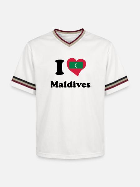 I love Maldives - Io amo Maldive - T-shirt da calcio unisex in mesh - bianco sporco/bordeaux