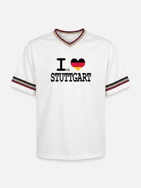 I Love Stuttgart - Unisex Football Style Mesh T-Shirt - offwhite/burgundy