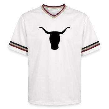 Bull's Head - Unisex Football Style Mesh T-Shirt - offwhite/burgundy - Front - AI Model Male 178 light (178cm) & AI Model Male 178 dark (178cm)