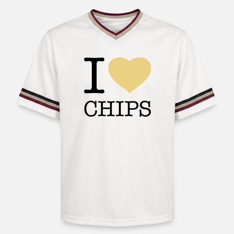 I LOVE CHIPS - T-shirt de foot unisexe en mesh - blanc cassé/bordeaux