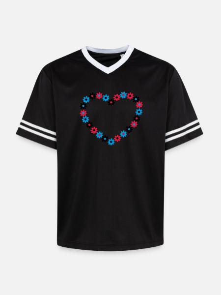 Heart of flowers - Unisex Football Style Mesh T-Shirt - offwhite/burgundy
