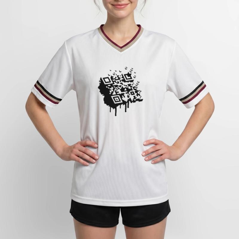 Un code à barres 3D comme un graffiti T-shirt de foot unisexe en mesh