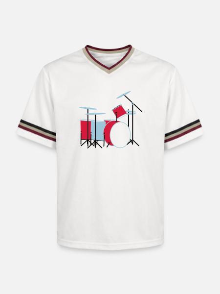 coloured_drums - Unisex Football Style Mesh T-Shirt - Offwhite/Bordeaux
