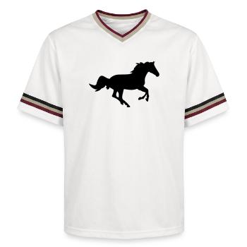 Ein Pferd. - Unisex Football Style Mesh T-Shirt - Offwhite/Bordeaux - Vorne - AI Model Male 178 light (178cm) & AI Model Male 178 dark (178cm)