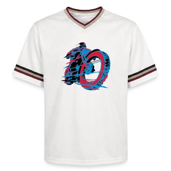 Classic Racer - Unisex Football Style Mesh T-Shirt - Offwhite/Bordeaux - Vorne - AI Model Male 178 light (178cm) & AI Model Male 178 dark (178cm)