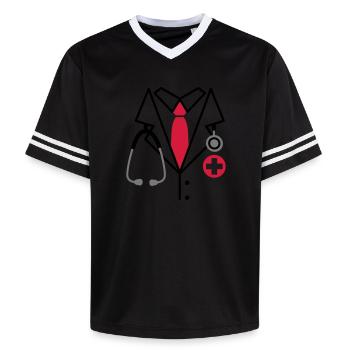 Doctor, Doctor Costume - Unisex Football Style Mesh T-Shirt - offwhite/burgundy - Front - AI Model Male 178 light (178cm) & AI Model Male 178 dark (178cm)