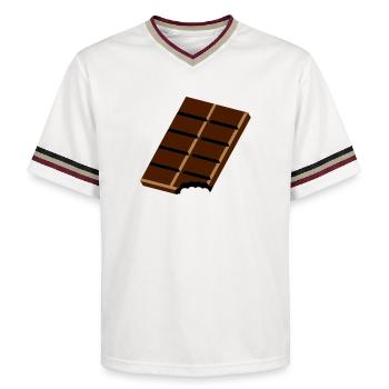 A chocolate bar - Unisex Football Style Mesh T-Shirt - offwhite/burgundy - Front - AI Model Male 178 light (178cm) & AI Model Male 178 dark (178cm)