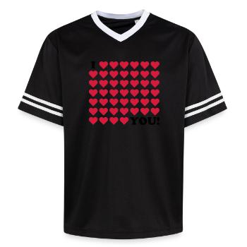love valentines day wedding - Unisex Football Style Mesh T-Shirt - offwhite/burgundy - Front - AI Model Male 178 light (178cm) & AI Model Male 178 dark (178cm)