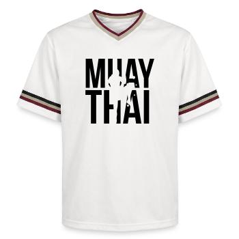 muay thai - Unisex Football Style Mesh T-Shirt - offwhite/burgundy - Front - AI Model Male 178 light (178cm) & AI Model Male 178 dark (178cm)
