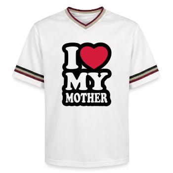 I love my mother - Unisex Football Style Mesh T-Shirt - offwhite/burgundy - Front - AI Model Male 178 light (178cm) & AI Model Male 178 dark (178cm)