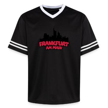 Francfort Skyline (Noir / Rouge) - T-shirt de foot unisexe en mesh - blanc cassé/bordeaux - Devant - AI Model Male 178 light (178cm) & AI Model Male 178 dark (178cm)