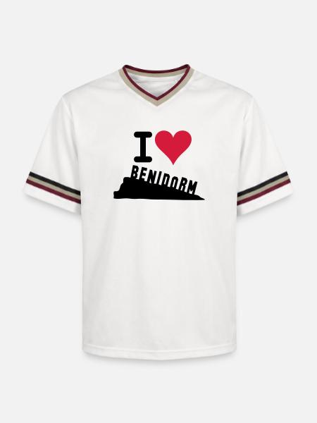 Crimson Heart Love Typography - Unisex Football Style Mesh T-Shirt - offwhite/burgundy