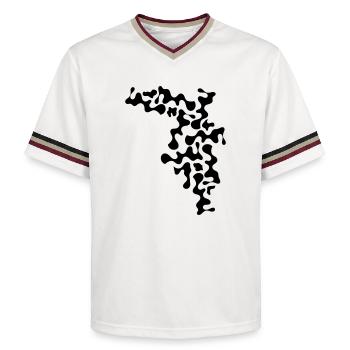 stains - Unisex Football Style Mesh T-Shirt - offwhite/burgundy - Front - AI Model Male 178 light (178cm) & AI Model Male 178 dark (178cm)