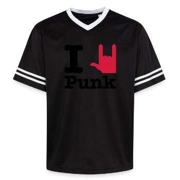 i love punk - ich liebe punk - Unisex Football Style Mesh T-Shirt - Offwhite/Bordeaux - Vorne - AI Model Male 178 light (178cm) & AI Model Male 178 dark (178cm)