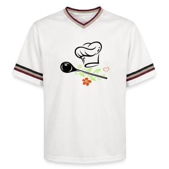 Cuillère en bois - T-shirt de foot unisexe en mesh - blanc cassé/bordeaux - Devant - AI Model Male 178 light (178cm) & AI Model Male 178 dark (178cm)