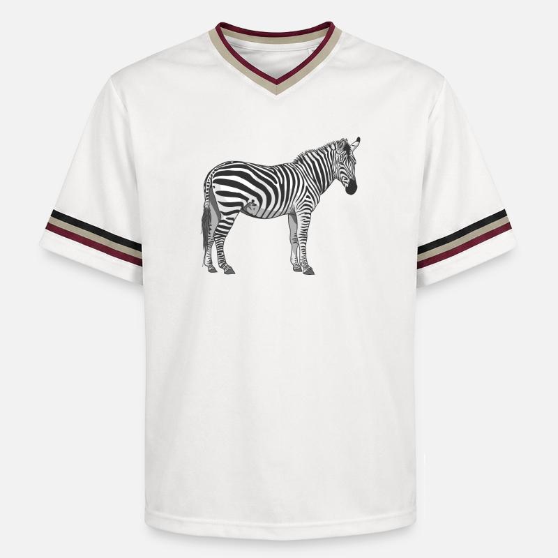 Zebra - Unisex Football Style Mesh T-Shirt - offwhite/burgundy