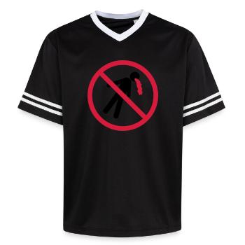 puke forbidden shield no blood funny vomit - Unisex Football Style Mesh T-Shirt - offwhite/burgundy - Front - AI Model Male 178 light (178cm) & AI Model Male 178 dark (178cm)