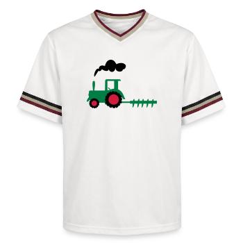 traktor trecker landwirtschaft - Unisex Football Style Mesh T-Shirt - Offwhite/Bordeaux - Vorne - AI Model Male 178 light (178cm) & AI Model Male 178 dark (178cm)