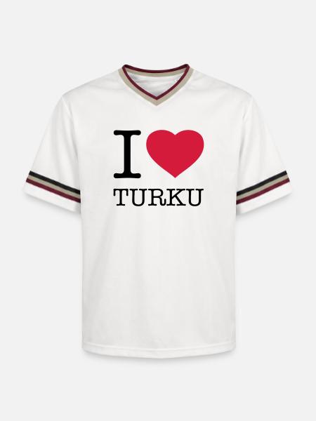 J’AIME TURKU Finlande Finlande - T-shirt de foot unisexe en mesh - blanc cassé/bordeaux