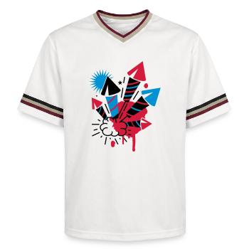 Ein Feuerwerk - Unisex Football Style Mesh T-Shirt - Offwhite/Bordeaux - Vorne - AI Model Male 178 light (178cm) & AI Model Male 178 dark (178cm)
