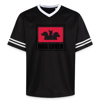 Dog Lover - Unisex Football Style Mesh T-Shirt - offwhite/burgundy - Front - AI Model Male 178 light (178cm) & AI Model Male 178 dark (178cm)