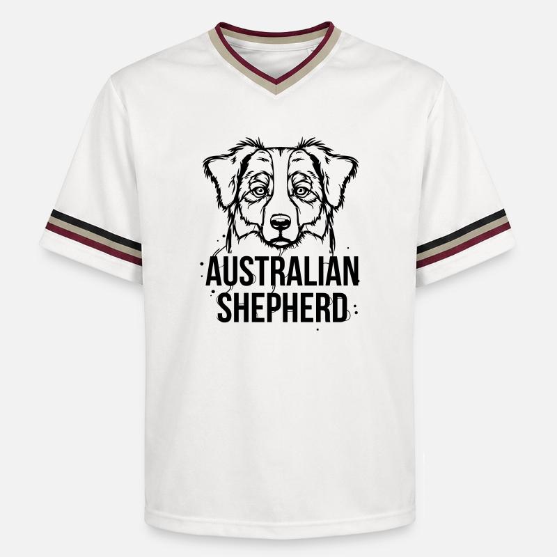 Australian Shepherd - T-shirt de foot unisexe en mesh - blanc cassé/bordeaux