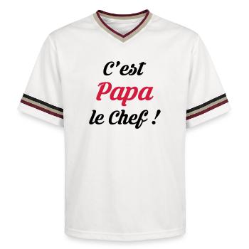 Papa / Fête des Pères / Pere / Cuisine Chef / Bébé - T-shirt de foot unisexe en mesh - blanc cassé/bordeaux - Devant - AI Model Male 178 light (178cm) & AI Model Male 178 dark (178cm)