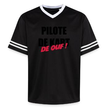Karting / Kart / Go-Kart / Sport / Driver - Unisex Football Style Mesh T-Shirt - offwhite/burgundy - Front - AI Model Male 178 light (178cm) & AI Model Male 178 dark (178cm)