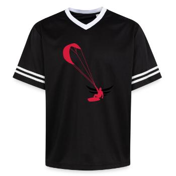 Kiteboarding Kitesurfing Kitesurf Kitesurfer Kiter - Unisex Football Style Mesh T-Shirt - offwhite/burgundy - Front - AI Model Male 178 light (178cm) & AI Model Male 178 dark (178cm)