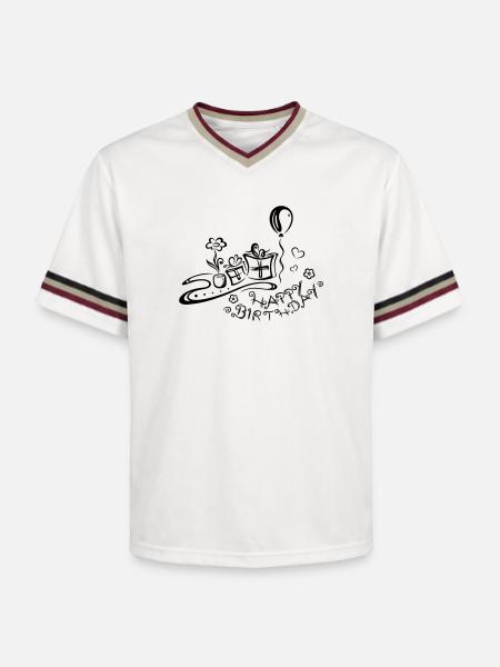 Happy Birthday motif, Congratulations - Unisex Football Style Mesh T-Shirt - offwhite/burgundy