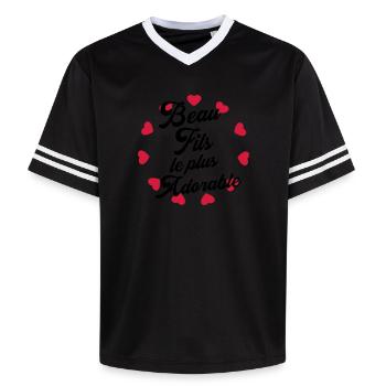Beau Fils - Beau-Fils - Famille - Mariage - Tshirt - Unisex Football Style Mesh T-Shirt - offwhite/burgundy - Front - AI Model Male 178 light (178cm) & AI Model Male 178 dark (178cm)