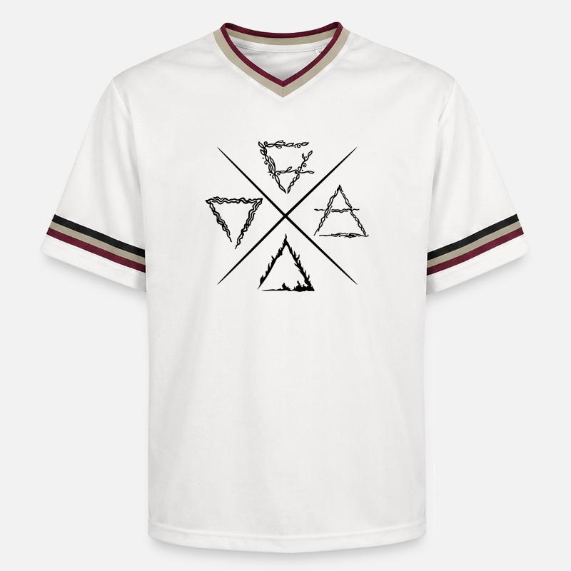 Vier Elemente Symbole - Unisex Football Style Mesh T-Shirt - Offwhite/Bordeaux