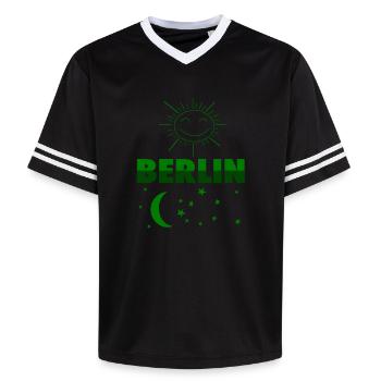 Berlin Day & Night Capital Design - Unisex Football Style Mesh T-Shirt - offwhite/burgundy - Front - AI Model Male 178 light (178cm) & AI Model Male 178 dark (178cm)