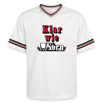 Korn , Party , Weizenkorn ,Klar wie Korn (25) - Unisex Football Style Mesh T-Shirt - Offwhite/Bordeaux - Vorne - AI Model Male 178 light (178cm) & AI Model Male 178 dark (178cm)