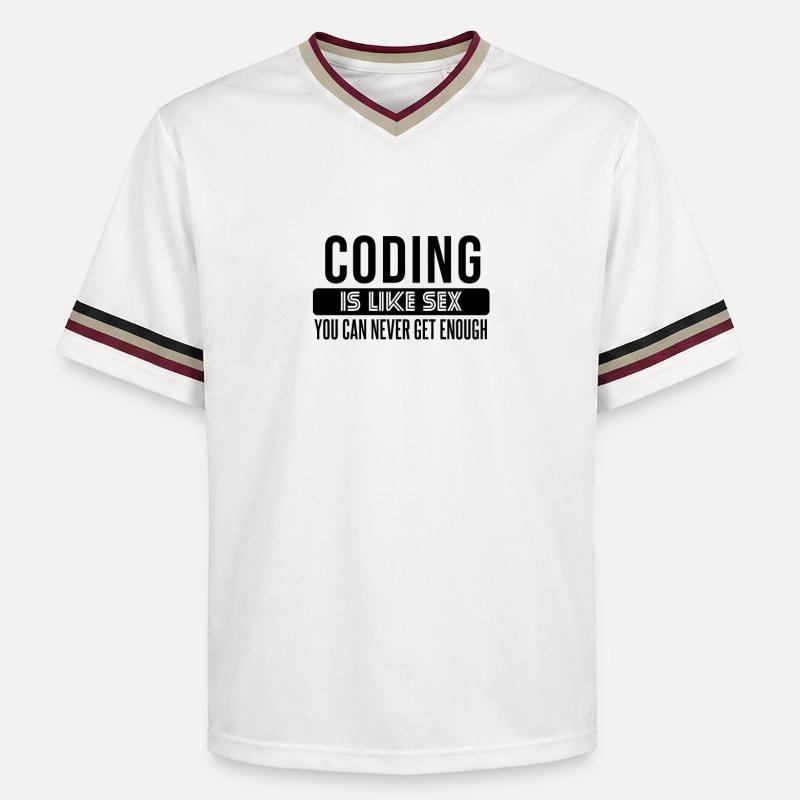 Coding Statement – Provokantes Entwicklerdesign - Unisex Football Style Mesh T-Shirt - Offwhite/Bordeaux