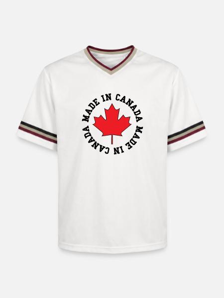 Made in Canada – Maple Leaf Statement - Unisex Football Style Mesh T-Shirt - offwhite/burgundy