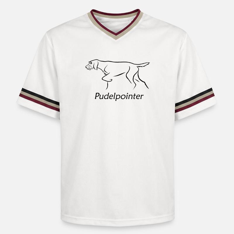 Poodle pointer - Unisex Football Style Mesh T-Shirt - offwhite/burgundy