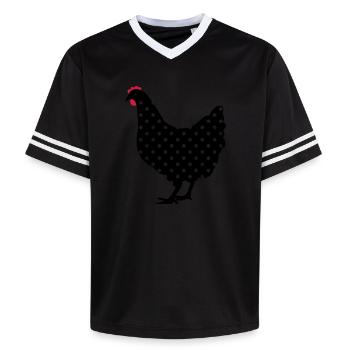 Chicken hen spotted - Unisex Football Style Mesh T-Shirt - offwhite/burgundy - Front - AI Model Male 178 light (178cm) & AI Model Male 178 dark (178cm)