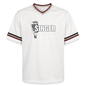 Singer - Music - Unisex Football Style Mesh T-Shirt - offwhite/burgundy - Front - AI Model Male 178 light (178cm) & AI Model Male 178 dark (178cm)