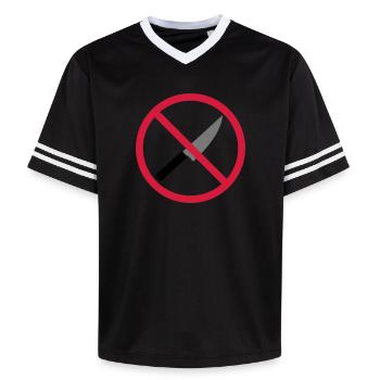 Couteau de signe interdit - T-shirt de foot unisexe en mesh - blanc cassé/bordeaux - Devant - AI Model Male 178 light (178cm) & AI Model Male 178 dark (178cm)