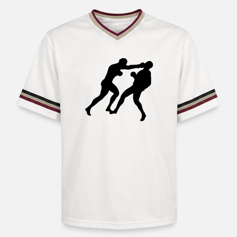Boxe boxe - Unisex Football Style Mesh T-Shirt - blanc cassé/bordeaux