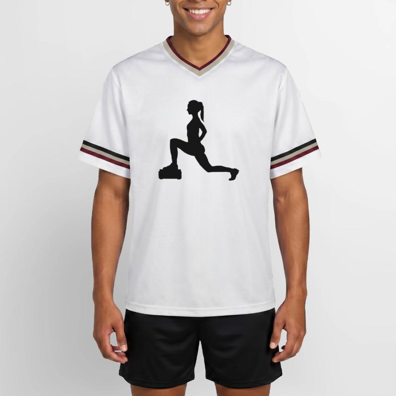 Mädchen oder Dame, die Schritte oder Aerobic macht Unisex Football Style Mesh T-Shirt