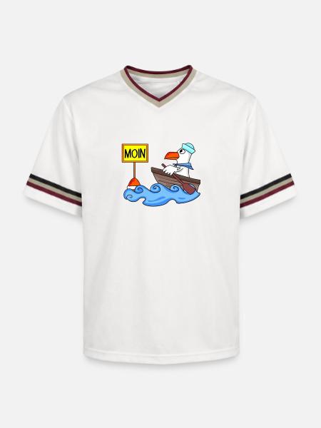 Moin Seemann Möwe Seemöwe Boot - Unisex Football Style Mesh T-Shirt - Offwhite/Bordeaux