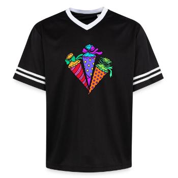 School bag School start school start preschool - Unisex Football Style Mesh T-Shirt - offwhite/burgundy - Front - AI Model Male 178 light (178cm) & AI Model Male 178 dark (178cm)