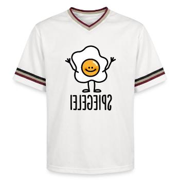 Spiegelei Spiegelbild Keto Ketogen Keton Ei Diät - Unisex Football Style Mesh T-Shirt - Offwhite/Bordeaux - Vorne - AI Model Male 178 light (178cm) & AI Model Male 178 dark (178cm)