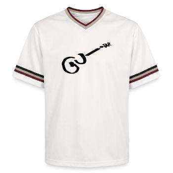 Guitar Picto black - Unisex Football Style Mesh T-Shirt - offwhite/burgundy - Front - AI Model Male 178 light (178cm) & AI Model Male 178 dark (178cm)