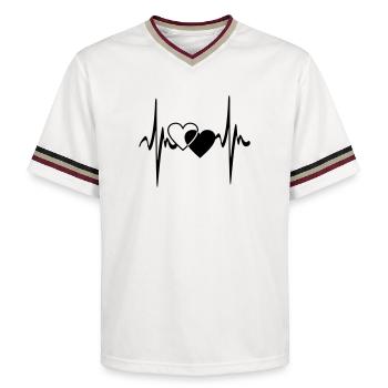 Zwei Herzen Herzschlag - Unisex Football Style Mesh T-Shirt - Offwhite/Bordeaux - Vorne - AI Model Male 178 light (178cm) & AI Model Male 178 dark (178cm)