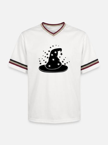 Magical wizard hat with stars - Unisex Football Style Mesh T-Shirt - offwhite/burgundy
